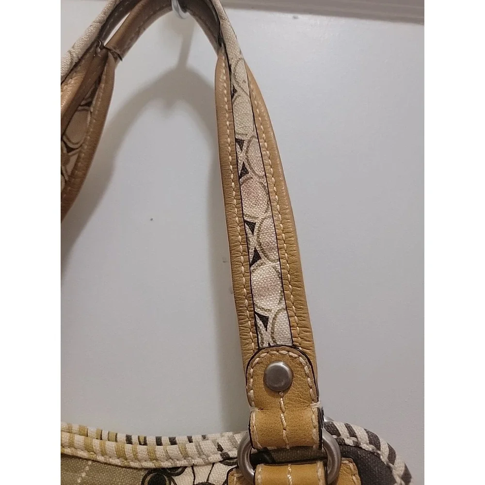 FOSSIL Patterned Canvas Leather Trim Shoulder/Tote Bag